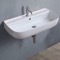 Rectangular White Ceramic Wall Mounted or Vessel Sink